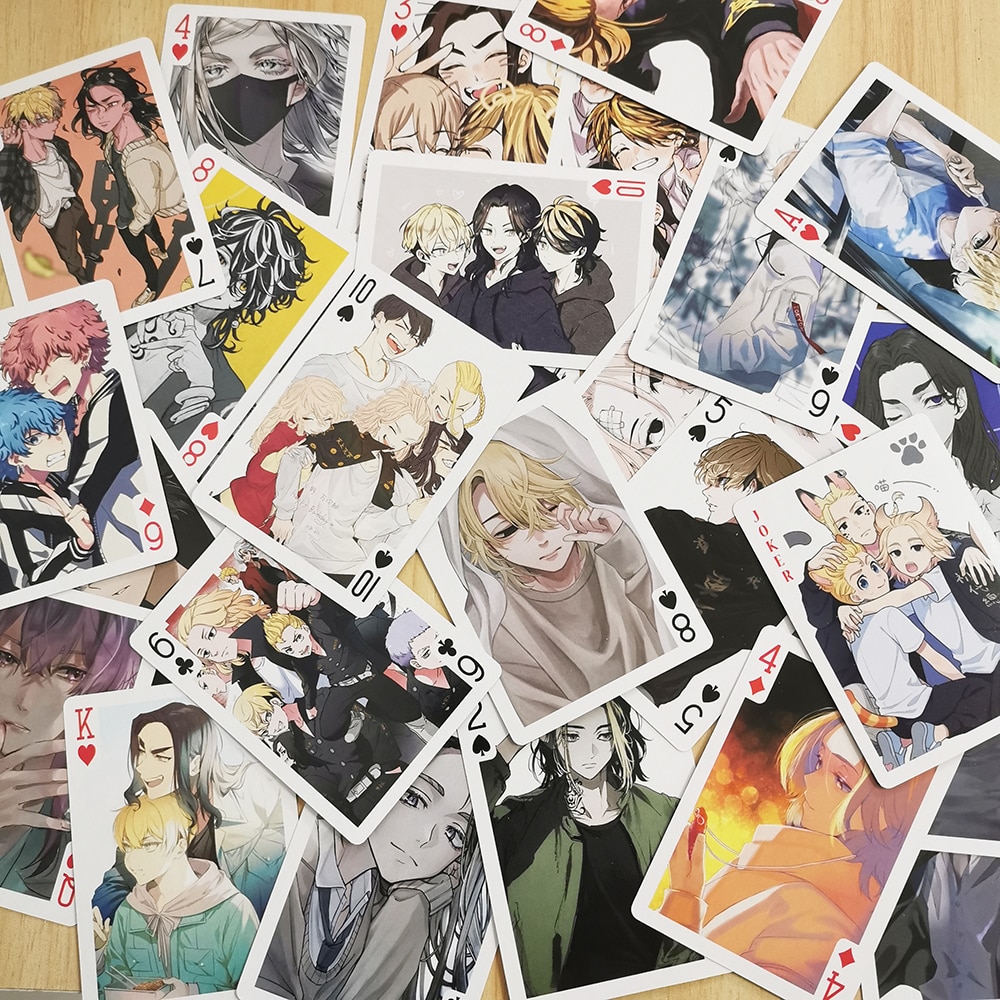 54 Sheets/Set Anime Tokyo Revengers Poker Cards Mikey Draken Cosplay Board Game Cards Collection Toy Gift